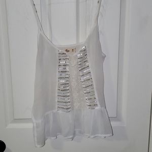 White Hollister tank with sequin details